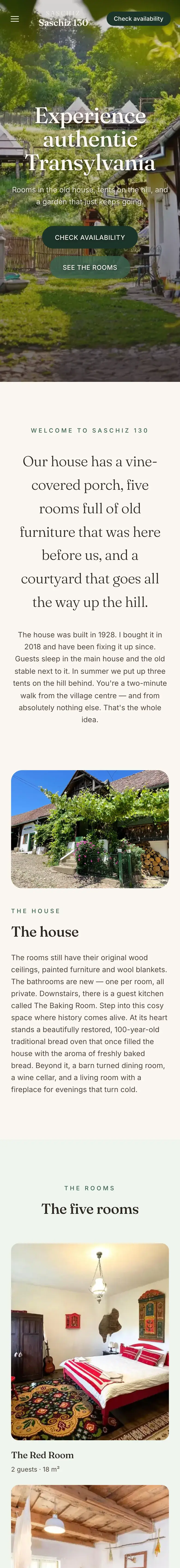 Screenshot of the live site — Saschiz 130